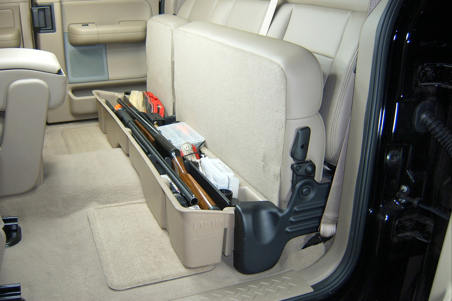 DU-HA 20004 Ford Underseat Storage Console Organizer And Gun Case - Black
