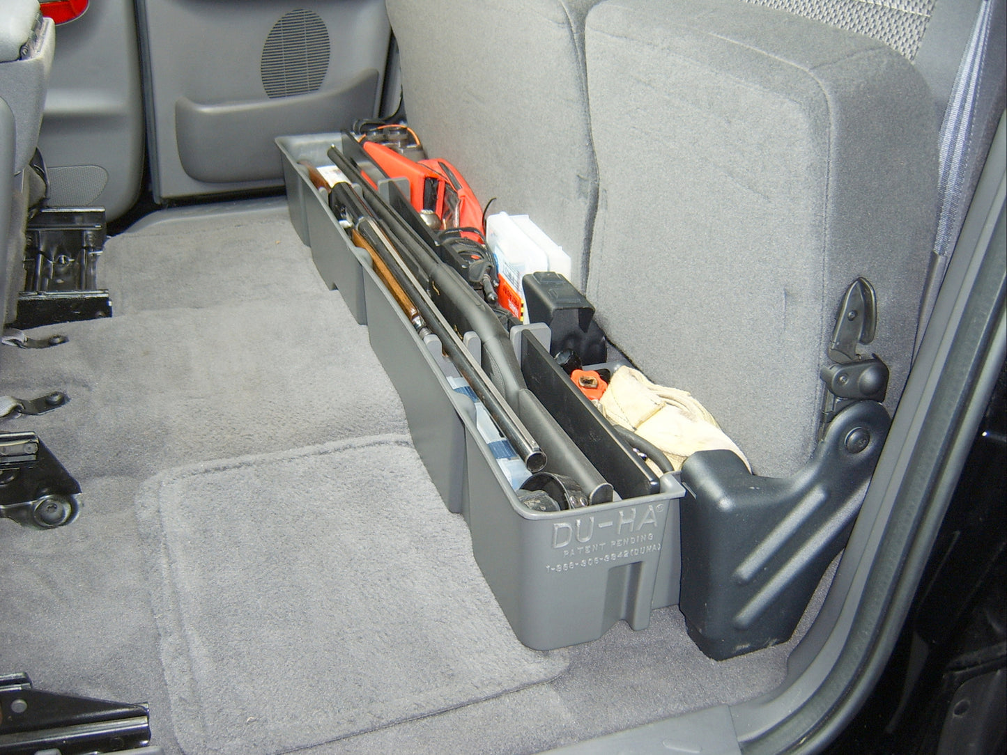 DU-HA 20007 Ford Underseat Storage Console Organizer And Gun Case - Black